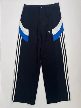 NWT WOMEN’S ADIDAS ORIGINALS TRACK PANT BLACK WITH BLUE AND WHITE DETAILS Sz 0